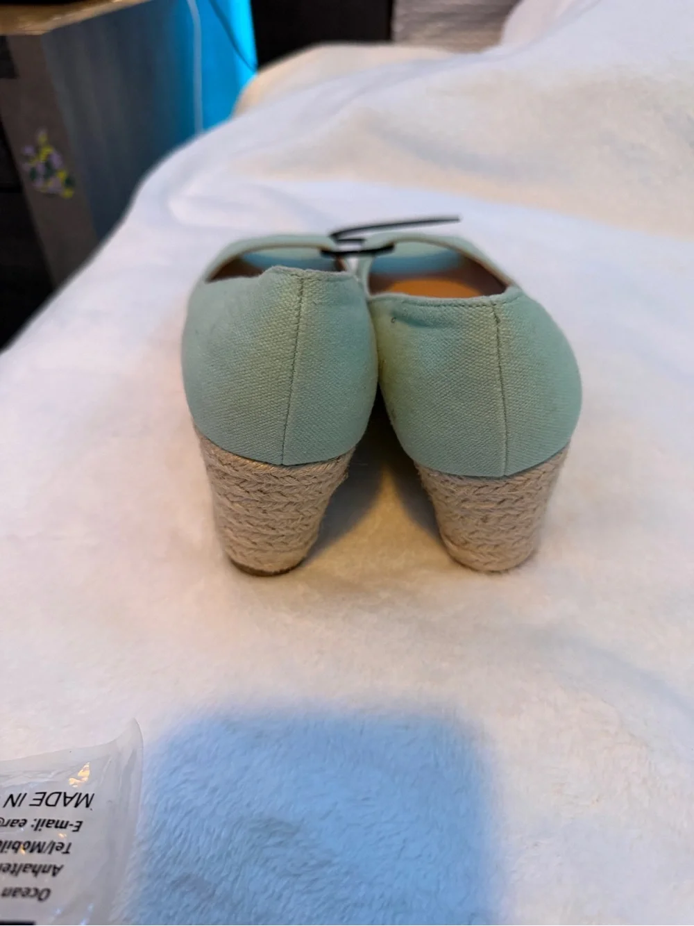 Women’s Mint Green Peep-Toe Espadrille Wedges